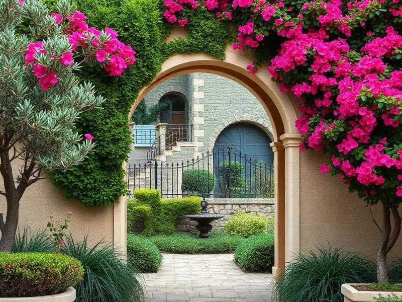 création entrée jardin bougainvillier